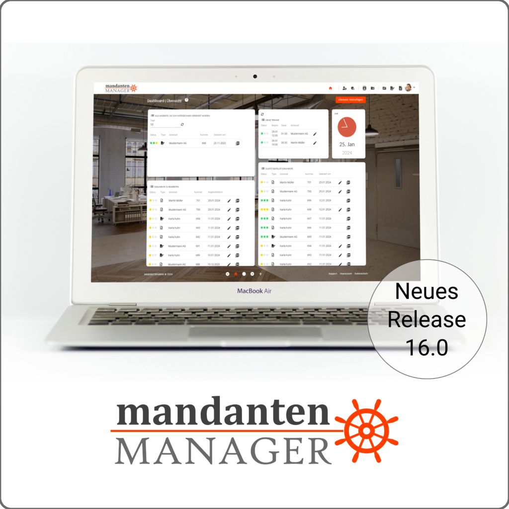 Ankündigung neues Release 16.00.00 des Mandanten MANAGER